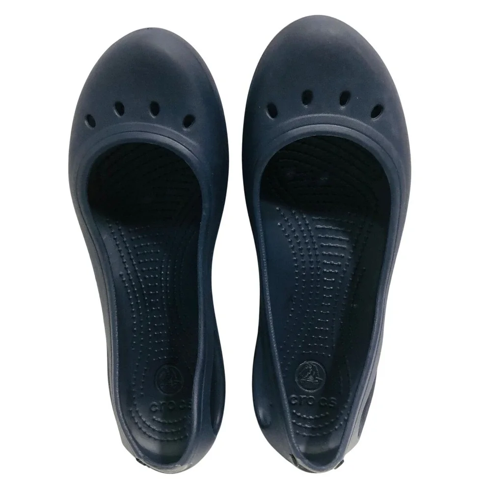 Crocs Kadee Ballet Flats Shoes Slip On Navy Minimalist Cutout Beach Womens 9 - Picture 2 of 9